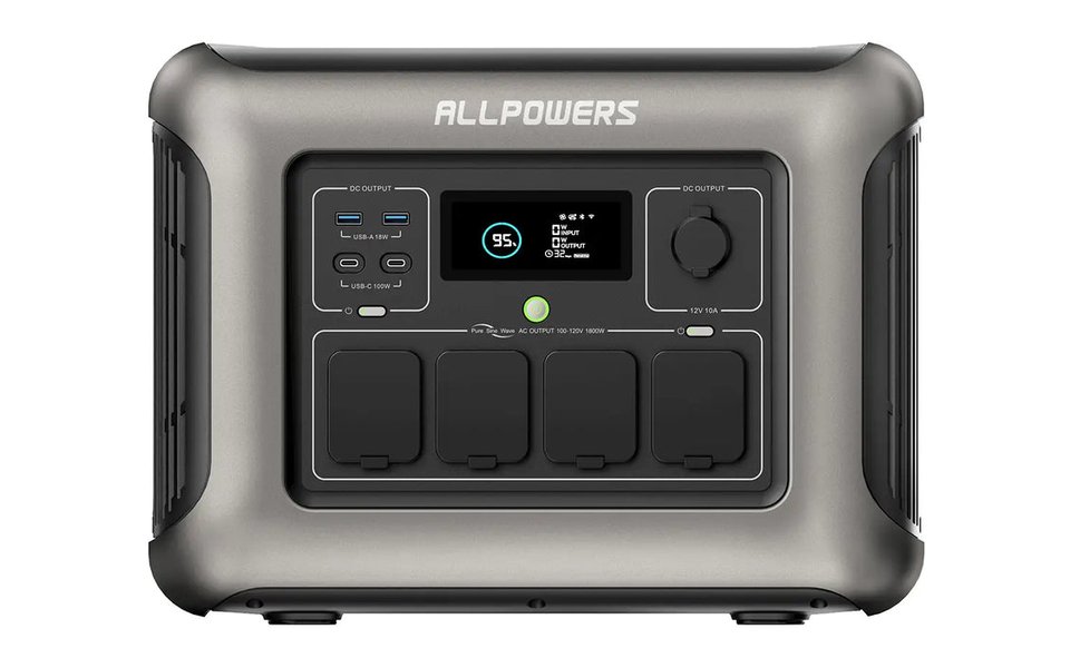 ALLPOWERS R1500, front view with its outlets and display